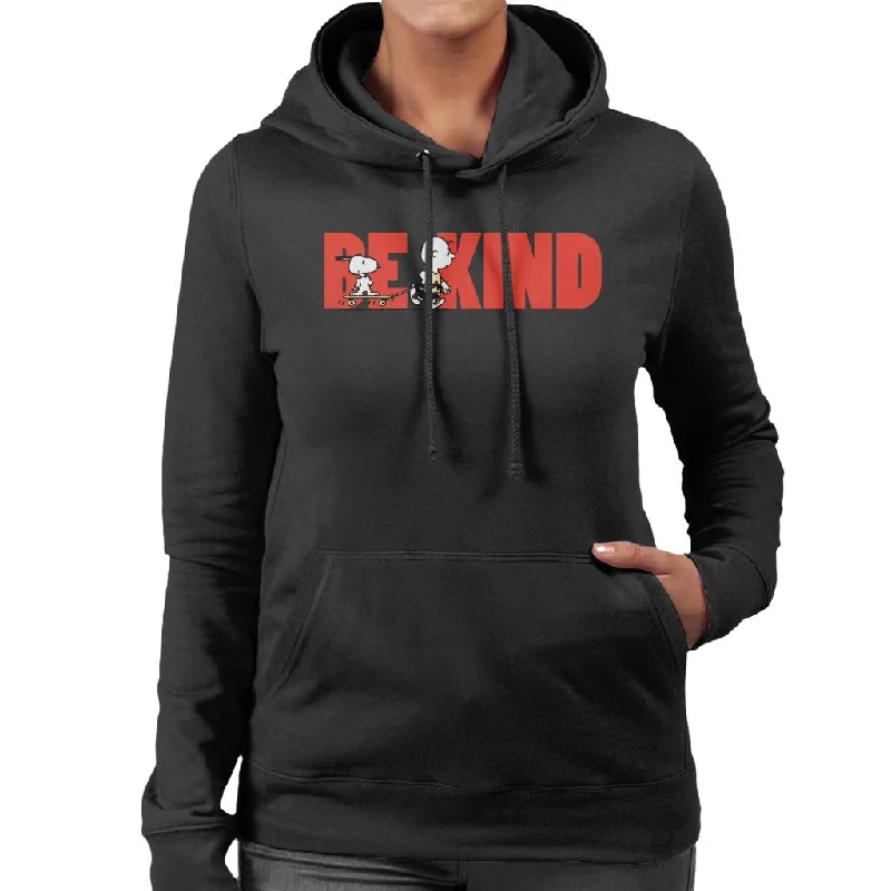 Peanuts Snoopy Charlie Brown Skateboard Be Kind Women's Hooded Sweatshirt Hoodie with Earth Tones Natural Calm Peanuts Snoopy Charlie Brown Skateboard Be Kind Women's Hooded Sweatshirt Hoodie with Earth Tones Natural Calm