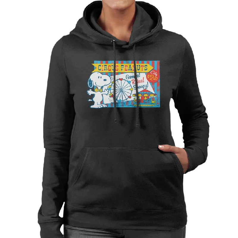 Peanuts Snoopy Circus Games And Rides Women's Hooded Sweatshirt Hoodie with Fur Luxurious Winter Peanuts Snoopy Circus Games And Rides Women's Hooded Sweatshirt Hoodie with Fur Luxurious Winter