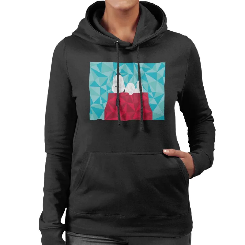 Peanuts Snoopy Geometric Kennel Women's Hooded Sweatshirt Hoodie with Hem Embroidery Detailed Premium Peanuts Snoopy Geometric Kennel Women's Hooded Sweatshirt Hoodie with Hem Embroidery Detailed Premium