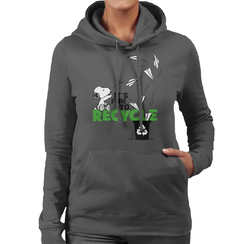 Peanuts Snoopy Its Fun To Recycle Women's Hooded Sweatshirt Graphic Hoodie Design Print Peanuts Snoopy Its Fun To Recycle Women's Hooded Sweatshirt Graphic Hoodie Design Print