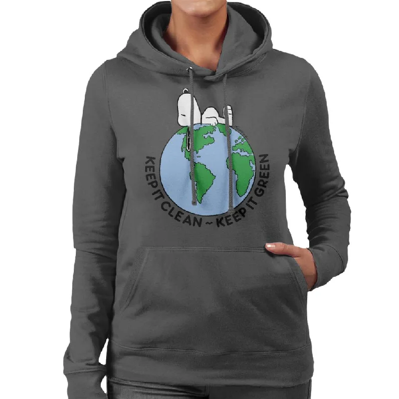 Peanuts Snoopy Keep It Green Women's Hooded Sweatshirt Hoodie Sweatshirt Pullover