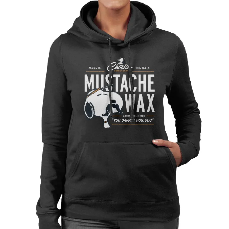 Peanuts Snoopy Mustache Wax Women's Hooded Sweatshirt Hoodie with Color Block Contrast Stylish Peanuts Snoopy Mustache Wax Women's Hooded Sweatshirt Hoodie with Color Block Contrast Stylish