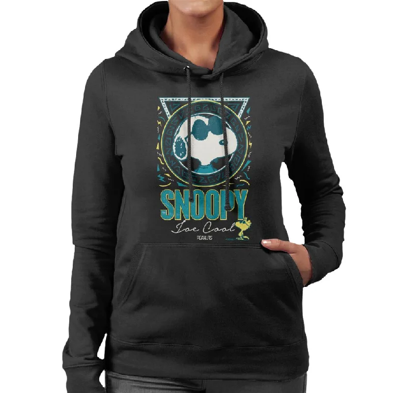 Peanuts Snoopy Sunglasses Joe Cool Women's Hooded Sweatshirt Hoodie with Rolled Sleeves Casual Relaxed Peanuts Snoopy Sunglasses Joe Cool Women's Hooded Sweatshirt Hoodie with Rolled Sleeves Casual Relaxed