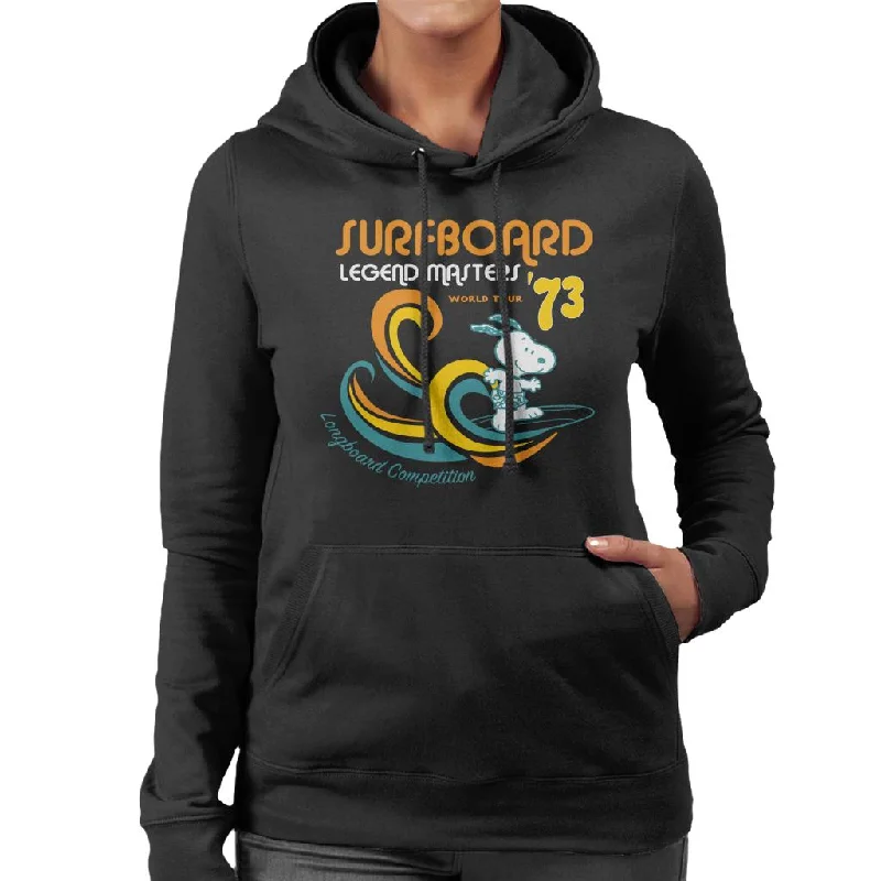 Peanuts Snoopy Surfboard World Tour 73 Women's Hooded Sweatshirt Hoodie with Frayed Bohemian Relaxed Peanuts Snoopy Surfboard World Tour 73 Women's Hooded Sweatshirt Hoodie with Frayed Bohemian Relaxed