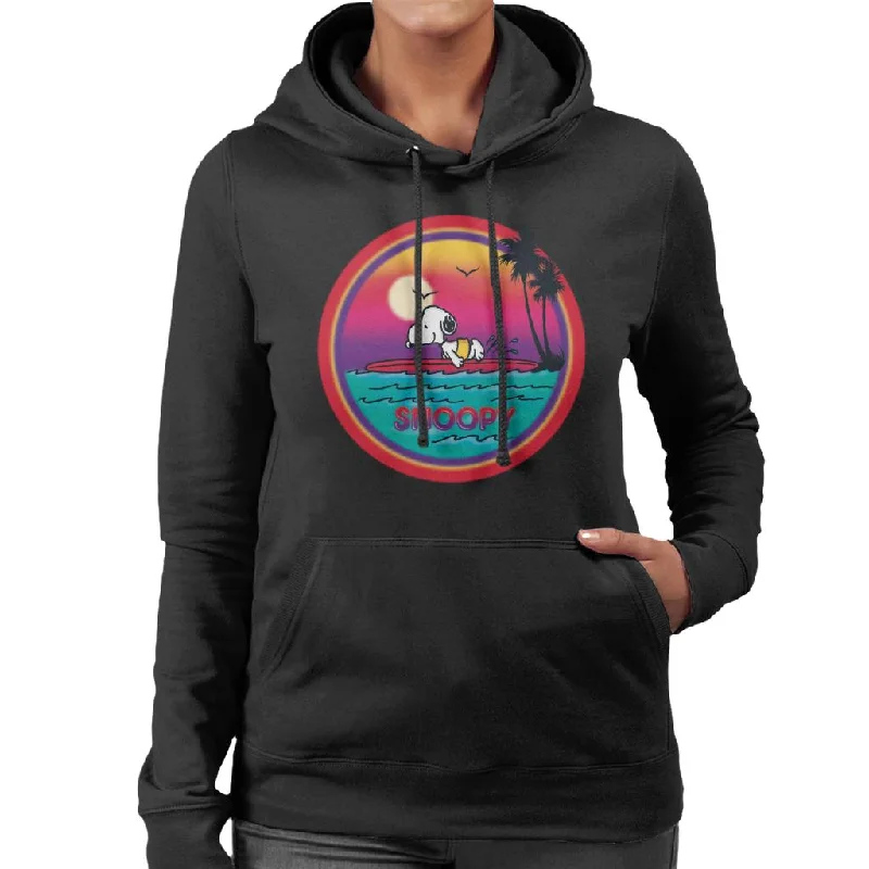 Peanuts Snoopy Surfing Sunset Women's Hooded Sweatshirt Hoodie Jacket Zipper Layering Peanuts Snoopy Surfing Sunset Women's Hooded Sweatshirt Hoodie Jacket Zipper Layering