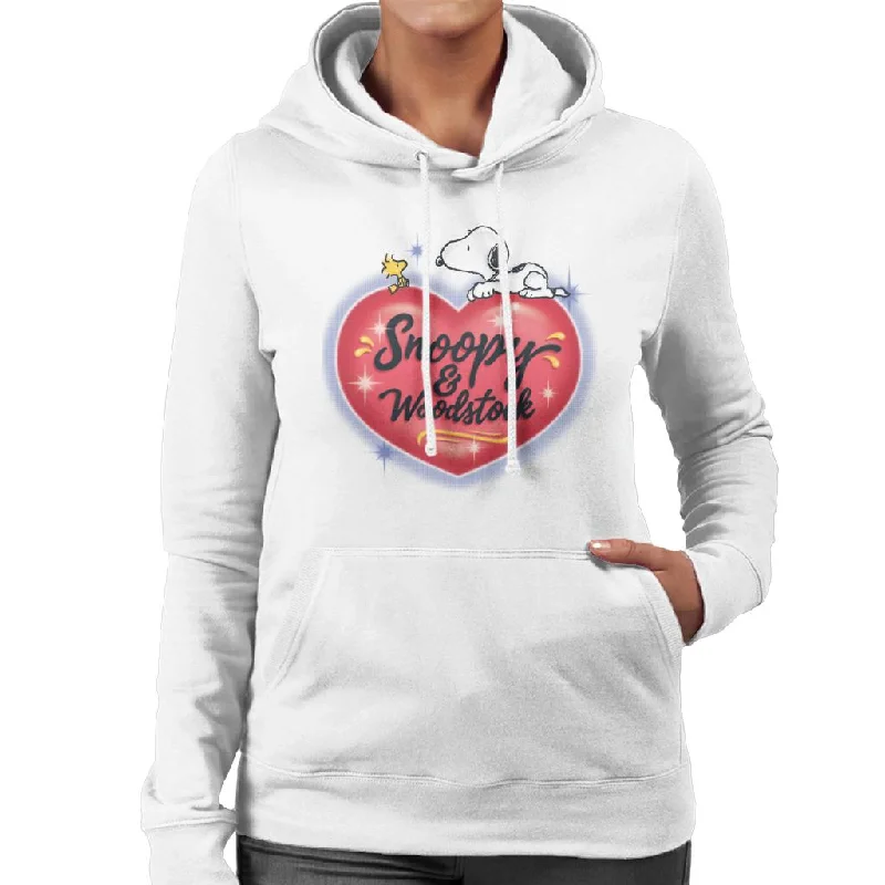 Peanuts Snoopy Woodstock Love Heart Women's Hooded Sweatshirt Cotton Hoodie Fleece Lining Warmth Peanuts Snoopy Woodstock Love Heart Women's Hooded Sweatshirt Cotton Hoodie Fleece Lining Warmth