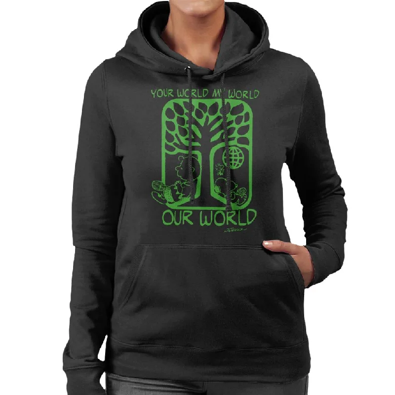 Peanuts Snoopy Your World My World Our World Women's Hooded Sweatshirt Hoodie with Exposed Zipper Edgy Industrial Peanuts Snoopy Your World My World Our World Women's Hooded Sweatshirt Hoodie with Exposed Zipper Edgy Industrial