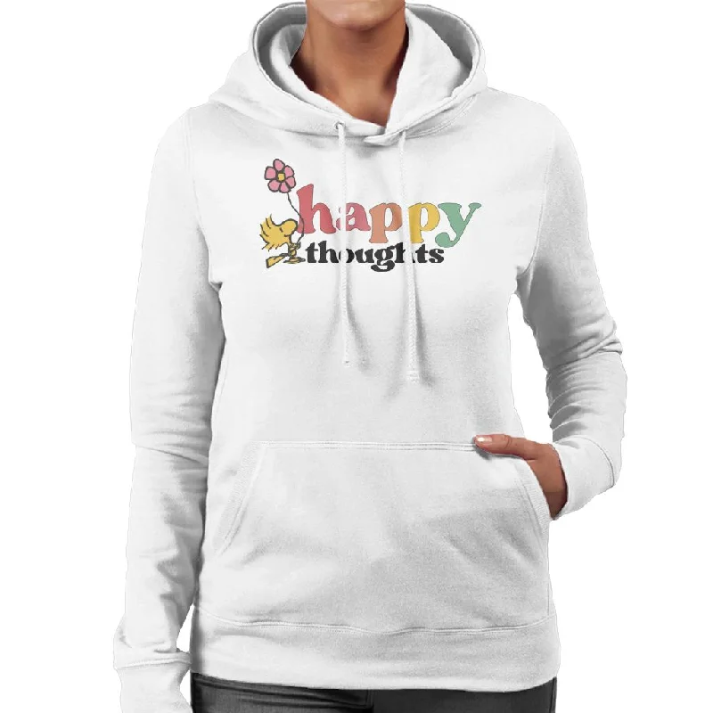 Peanuts Woodstock Flower Happy Thoughts Women's Hooded Sweatshirt Hoodie with Gradient Ombre Colorful Peanuts Woodstock Flower Happy Thoughts Women's Hooded Sweatshirt Hoodie with Gradient Ombre Colorful