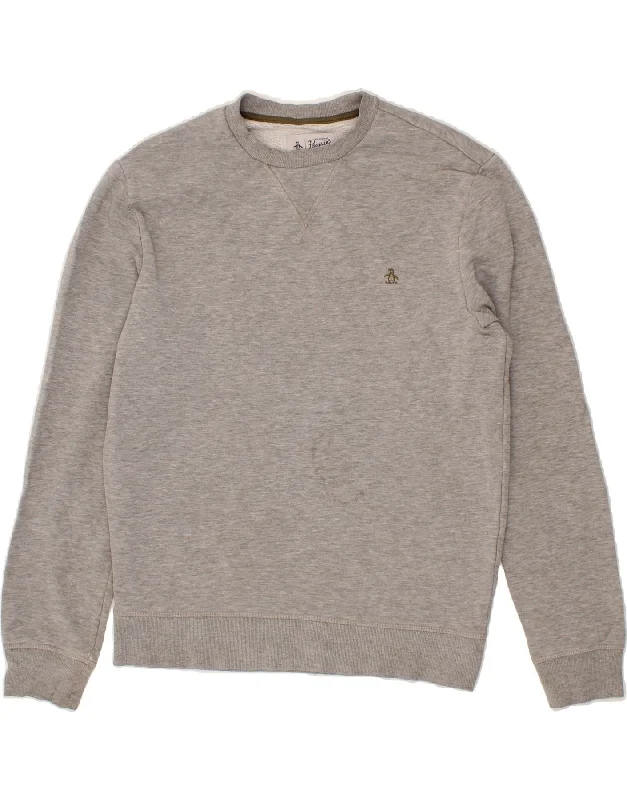 PENGUIN Mens Sweatshirt Jumper Medium Grey Cotton Hoodie with Rhinestones Sparkly Elegant PENGUIN Mens Sweatshirt Jumper Medium Grey Cotton Hoodie with Rhinestones Sparkly Elegant
