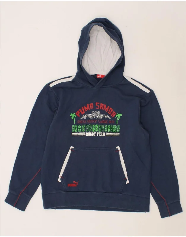 PUMA Boys Graphic Hoodie Jumper 13-14 Years XL Navy Blue Hoodie with Tie-Dye Psychedelic Retro PUMA Boys Graphic Hoodie Jumper 13-14 Years XL Navy Blue Hoodie with Tie-Dye Psychedelic Retro