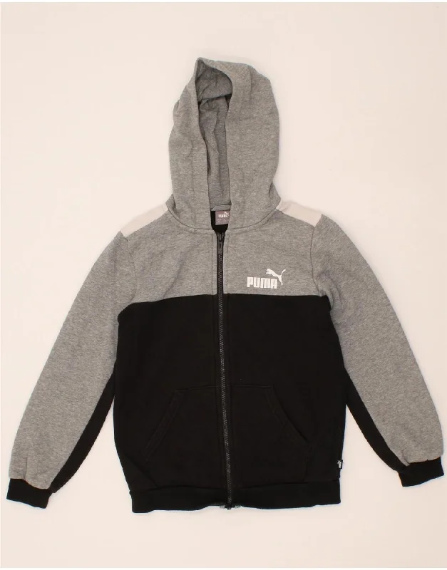 PUMA Boys Graphic Zip Hoodie Sweater 11-12 Years Large Black Colourblock Hoodie with Double Zipper Versatile Adjustable PUMA Boys Graphic Zip Hoodie Sweater 11-12 Years Large Black Colourblock Hoodie with Double Zipper Versatile Adjustable