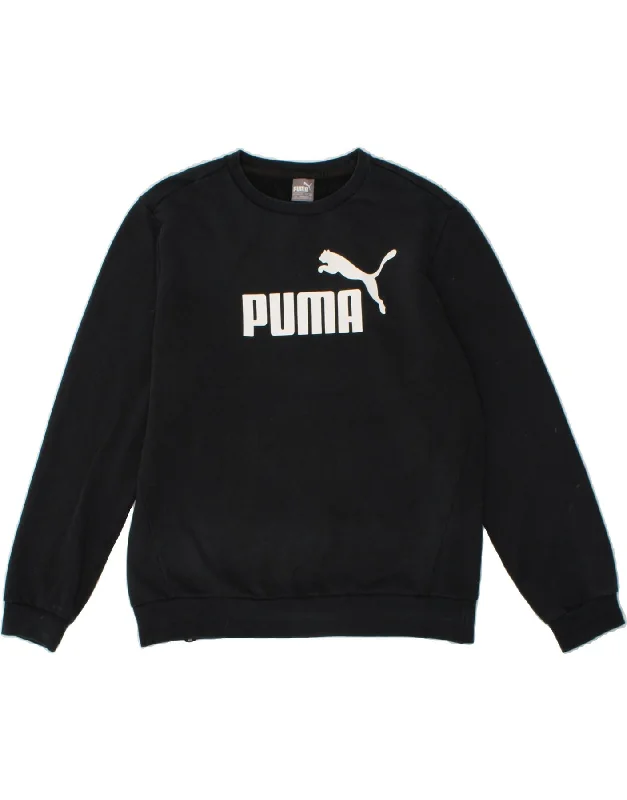 PUMA Mens Graphic Sweatshirt Jumper Large Black Cotton Hoodie with Lining Warm Insulated PUMA Mens Graphic Sweatshirt Jumper Large Black Cotton Hoodie with Lining Warm Insulated
