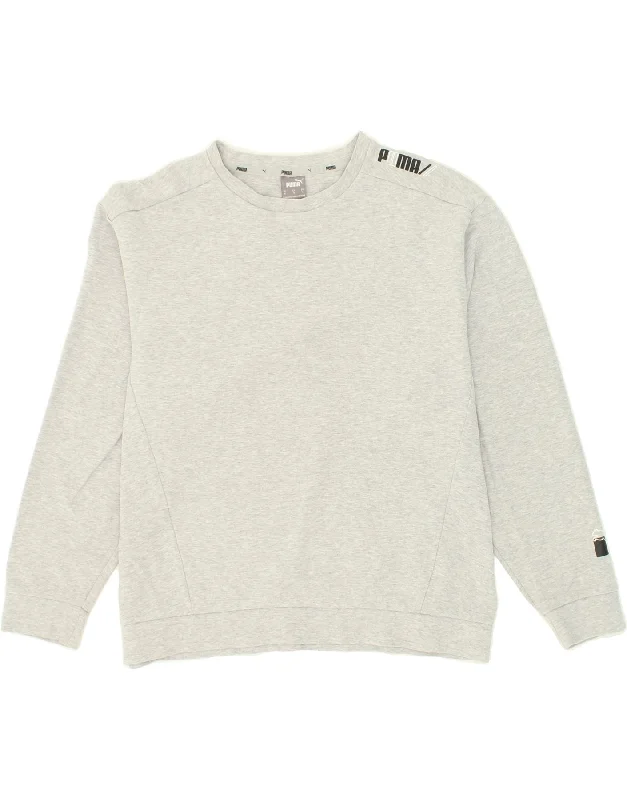PUMA Womens Oversized Graphic Sweatshirt Jumper UK 18 XL Grey Cotton Hoodie with Frayed Bohemian Relaxed PUMA Womens Oversized Graphic Sweatshirt Jumper UK 18 XL Grey Cotton Hoodie with Frayed Bohemian Relaxed