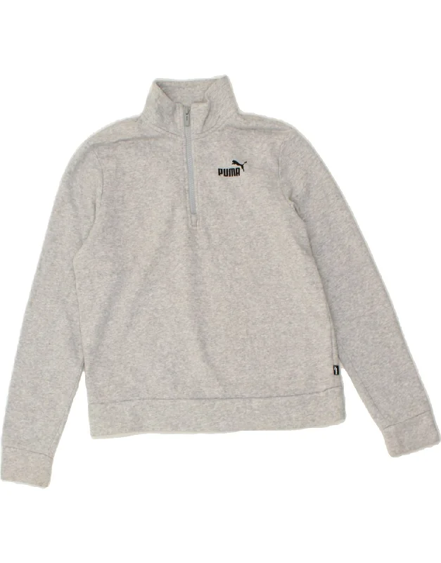 PUMA Womens Zip Neck Sweatshirt Jumper UK 14 Medium Grey Cotton Hoodie with Strings Custom Fit Adjustable PUMA Womens Zip Neck Sweatshirt Jumper UK 14 Medium Grey Cotton Hoodie with Strings Custom Fit Adjustable
