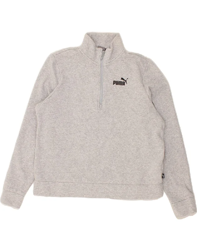 PUMA Womens Zip Neck Sweatshirt Jumper UK 16 Large Grey Cotton Hoodie with Sequins Glamorous Eye-catching PUMA Womens Zip Neck Sweatshirt Jumper UK 16 Large Grey Cotton Hoodie with Sequins Glamorous Eye-catching