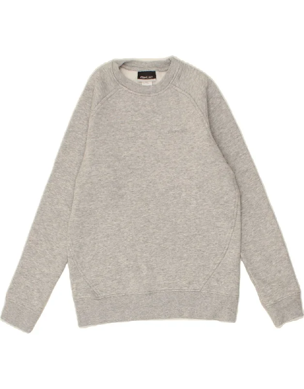 REEBOK Girls Sweatshirt Jumper 11-12 Years Grey Cotton Hoodie with Drop Shoulder Relaxed Streetwear