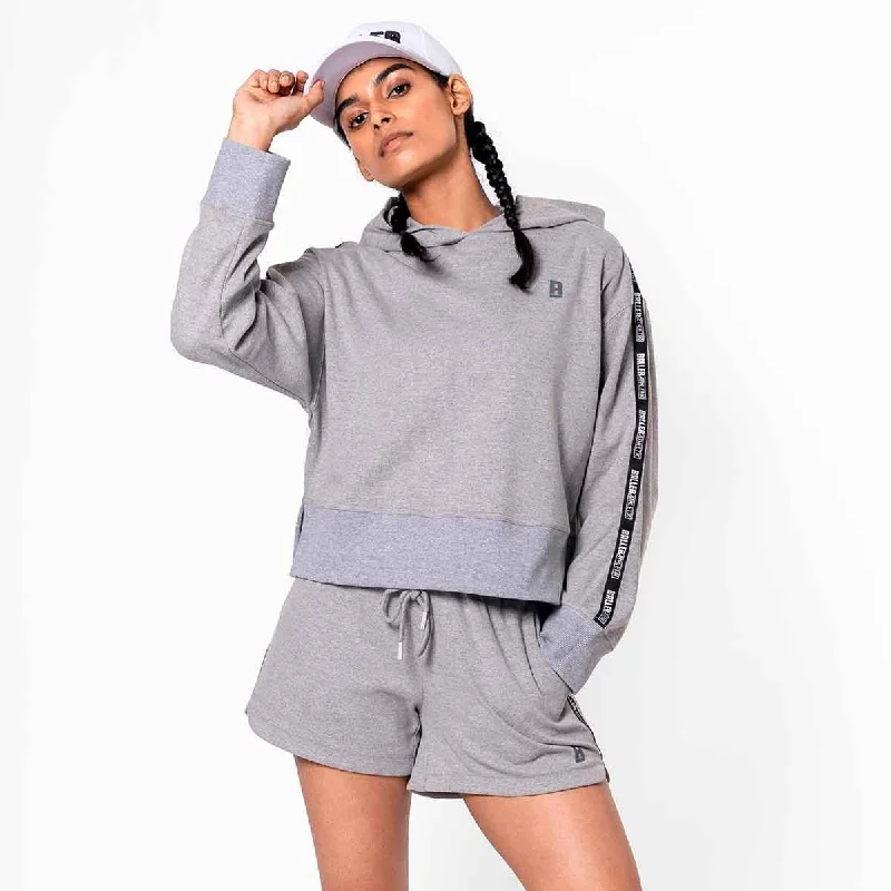 So-Chill Hoodie - Grey Melange Hoodie with High-Low Hem Asymmetrical Trendy