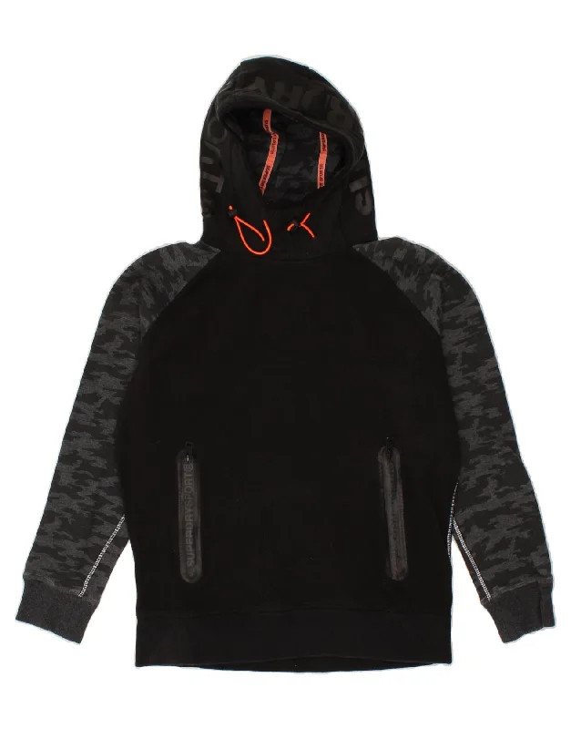 SUPERDRY Womens Graphic Hoodie Jumper UK 16 Large Black Camouflage Cotton Hoodie with Back Slit Movement Comfort SUPERDRY Womens Graphic Hoodie Jumper UK 16 Large Black Camouflage Cotton Hoodie with Back Slit Movement Comfort