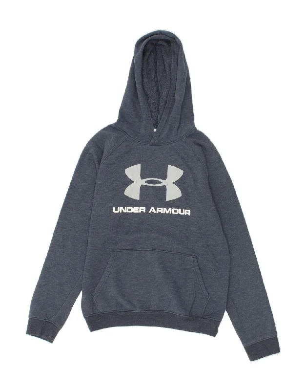 UNDER ARMOUR Boys Cold Gear Graphic Hoodie Jumper 13-14 Years XL Navy Blue Hoodie with Hem Patch Decorative Personalized UNDER ARMOUR Boys Cold Gear Graphic Hoodie Jumper 13-14 Years XL Navy Blue Hoodie with Hem Patch Decorative Personalized