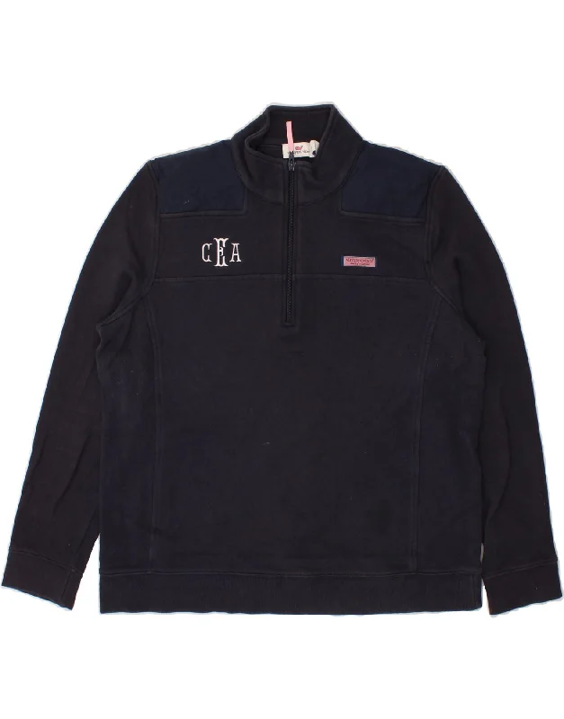 VINEYARD VINES Womens Zip Neck Sweatshirt Jumper UK 18 XL Navy Blue Cotton Hoodie with Button Classic Timeless VINEYARD VINES Womens Zip Neck Sweatshirt Jumper UK 18 XL Navy Blue Cotton Hoodie with Button Classic Timeless