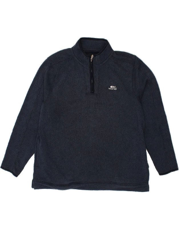 WEIRD FISH Mens Zip Neck Sweatshirt Jumper 2XL Navy Blue Flecked Polyester Hoodie with Exposed Zipper Edgy Industrial WEIRD FISH Mens Zip Neck Sweatshirt Jumper 2XL Navy Blue Flecked Polyester Hoodie with Exposed Zipper Edgy Industrial