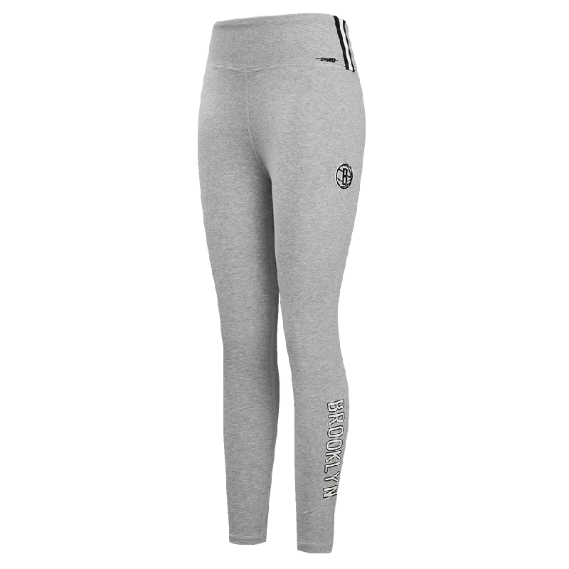 NBA BROOKLYN NETS CLASSIC WOMEN'S JERSEY LEGGING (HEATHER GREY) Comfortable Fleece-Lined Leggings