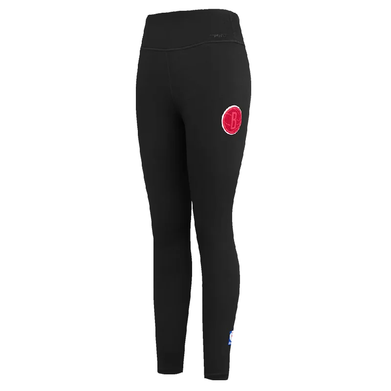 NBA BROOKLYN NETS PINK CLOUD WOMEN'S JERSEY LEGGING (BLACK) Elegant Printed Leggings with Pockets