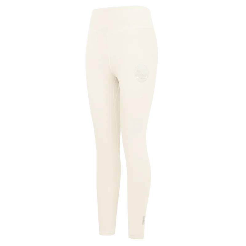 NBA GOLDEN STATE WARRIORS NEUTRAL WOMEN'S JERSEY LEGGING (EGGSHELL) Elegant Stretchy Faux Leather Leggings