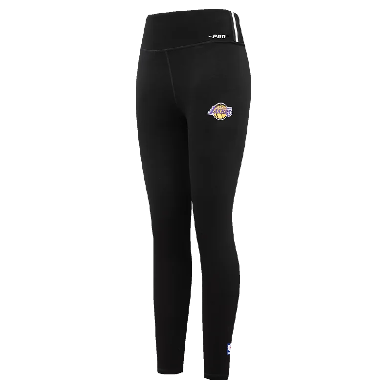 NBA LOS ANGELES LAKERS SCRIPT TAIL WOMEN'S HW JERSEY LEGGING (BLACK) Comfortable Power Mesh Leggings