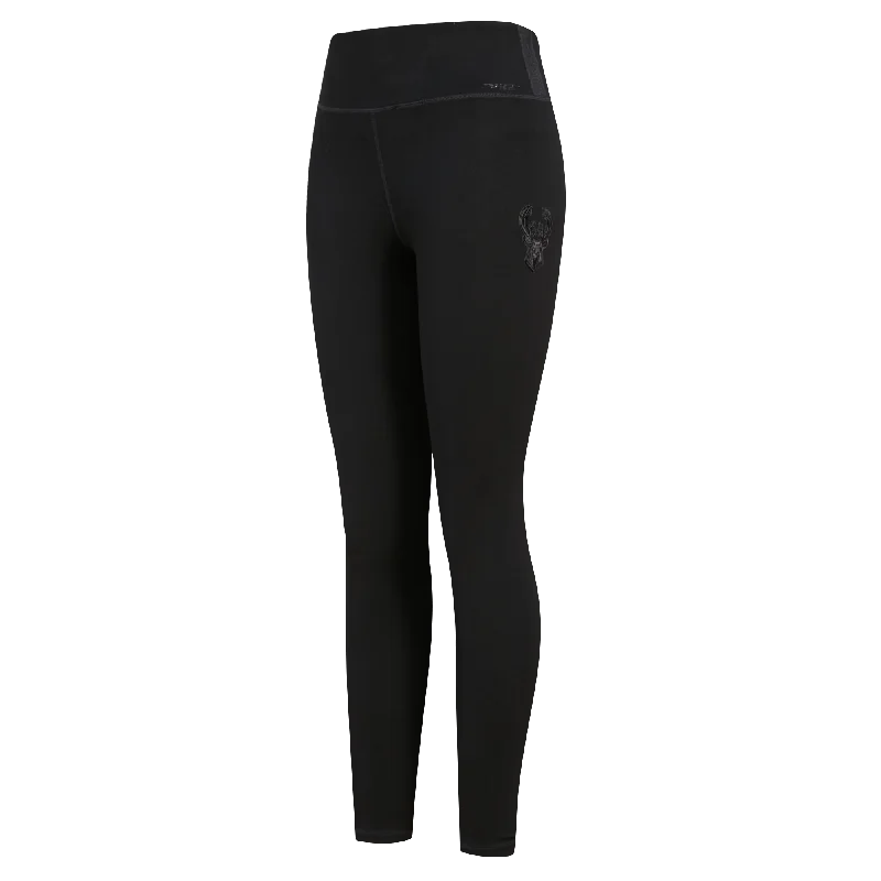 NBA MILWAUKEE BUCKS TRIPLE BLACK WOMEN'S JERSEY LEGGING (TRIPLE BLACK) Chic Workout Leggings