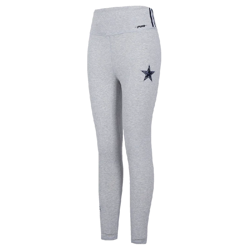 NFL DALLAS COWBOYS SCRIPT TAIL WOMEN'S HW JERSEY LEGGING (HEATHER GREY) Chic Smooth Fit Leggings