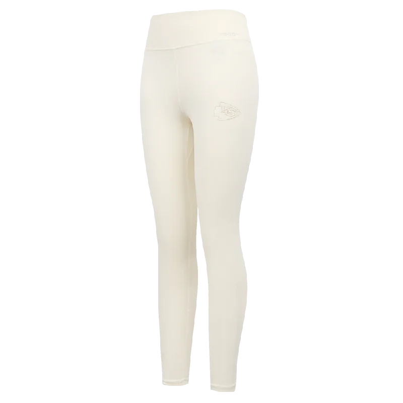NFL KANSAS CITY CHIEFS NEUTRAL WOMEN'S JERSEY LEGGING (EGGSHELL) Chic Velvet Soft Leggings