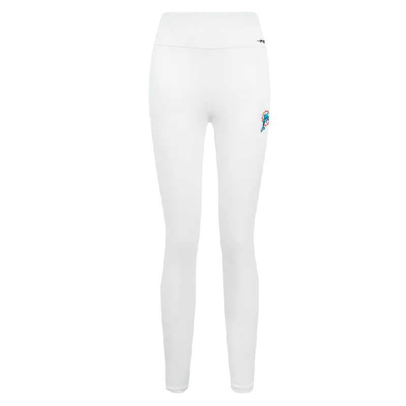 NFL MIAMI DOLPHINS RETRO CLASSIC WOMEN'S JERSEY LEGGING (WHITE) Stylish Patterned Active Leggings