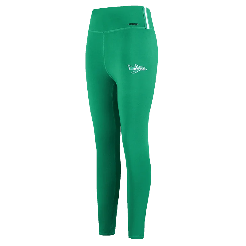 NFL NEW YORK JETS RETRO CLASSIC WOMEN'S JERSEY LEGGING (KELLY GREEN) Comfortable Workout Fitness Leggings