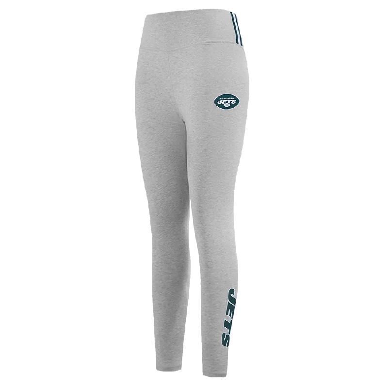 NFL NEW YORK JETS CLASSIC WOMEN'S JERSEY LEGGING (HEATHER GREY) Trendy Fitness Leggings
