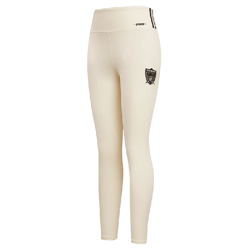NFL OAKLAND RAIDERS RETRO CLASSIC WOMEN'S JERSEY LEGGING (EGGSHELL) Stylish Printed Sport Leggings