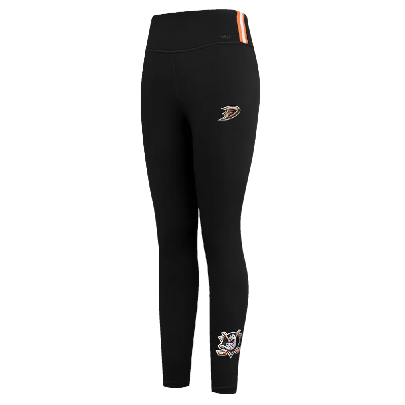 NHL ANAHEIM DUCKS CLASSIC WOMEN'S HW JERSEY LEGGING (BLACK) Classic Solid Color Leggings