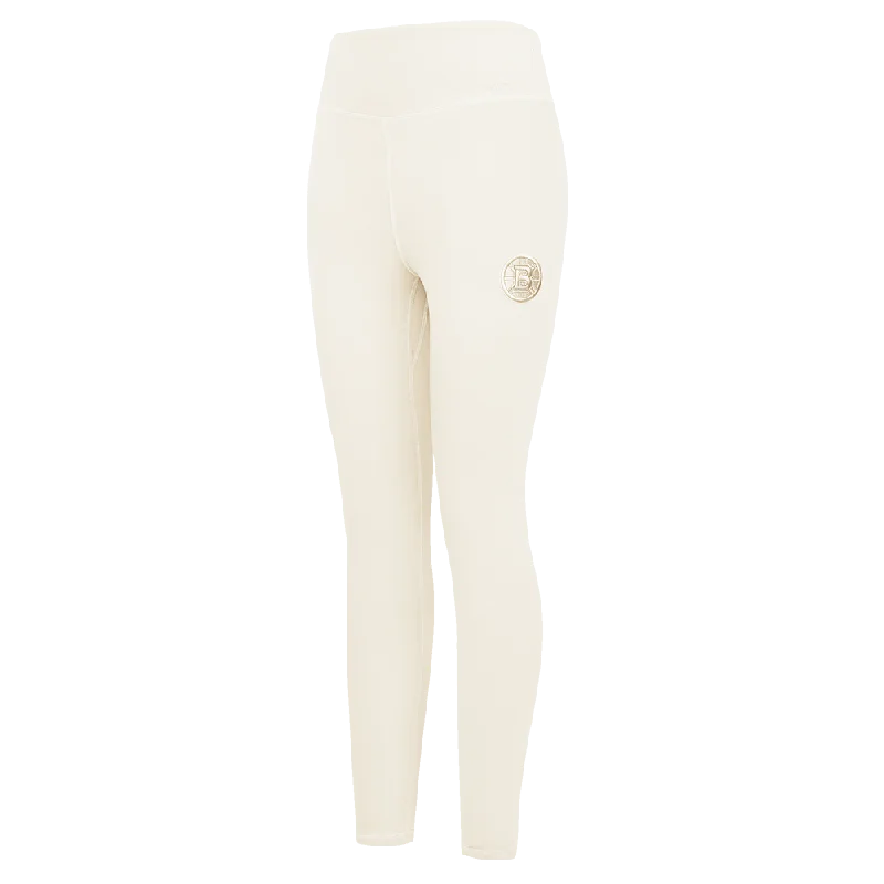 NHL BOSTON BRUINS NEUTRAL WOMEN'S JERSEY LEGGING (EGGSHELL) Comfortable Wide-Band Leggings