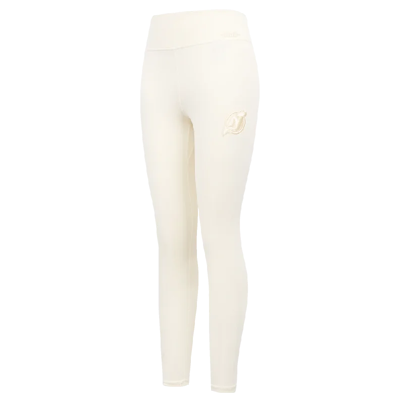 NHL NEW JERSEY DEVILS NEUTRAL WOMEN'S JERSEY LEGGING (EGGSHELL) Fashionable Fitted Workout Leggings