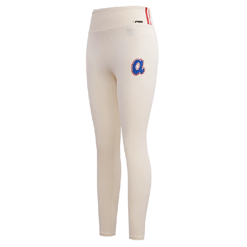MLB ATLANTA BRAVES RETRO CLASSIC WOMEN'S JERSEY LEGGING (EGGSHELL) Comfortable Bootcut Workout Leggings