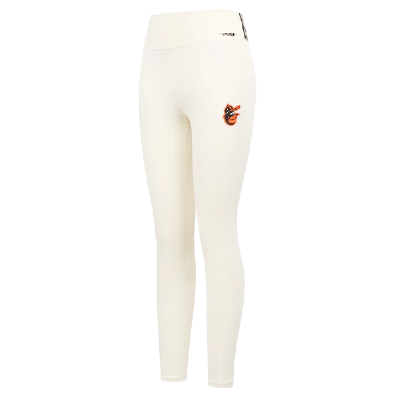 MLB BALTIMORE ORIOLES RETRO CLASSIC WOMEN'S JERSEY LEGGING (EGGSHELL) Comfortable Full-Body Compression Leggings