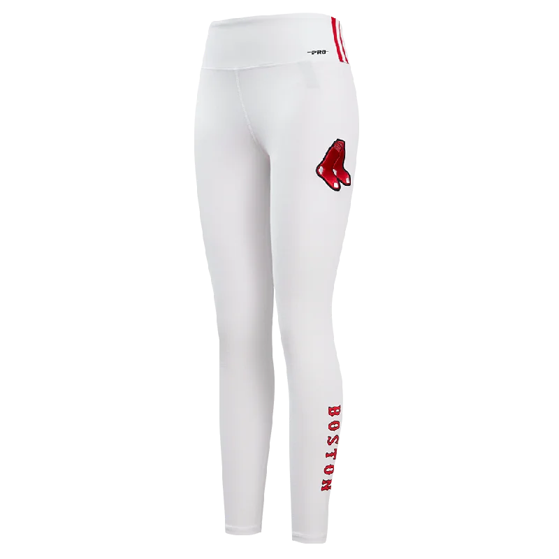 MLB BOSTON RED SOX CLASSIC WOMEN'S JERSEY LEGGING (WHITE) Elegant Satin Finish Leggings
