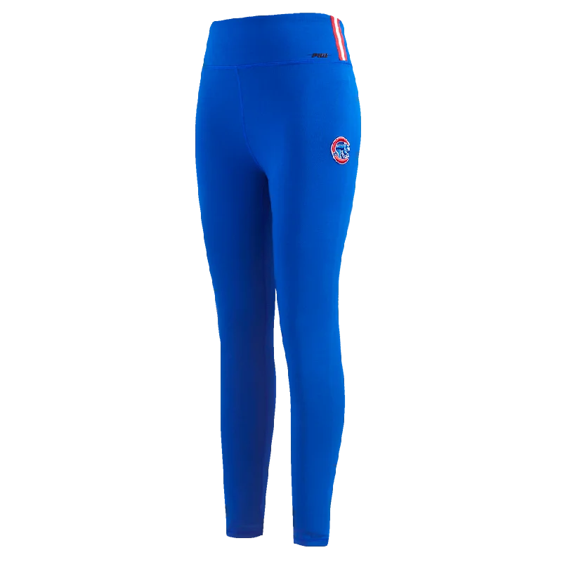 MLB CHICAGO CUBS MASHUP WOMEN'S JERSEY LEGGING (ROYAL BLUE) Trendy Leather-Look Workout Leggings