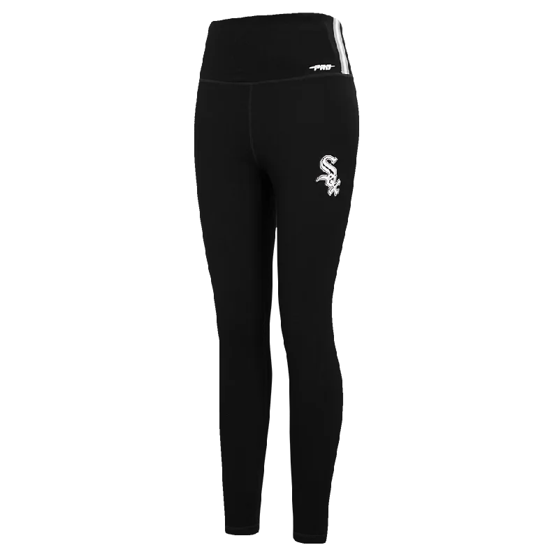 MLB CHICAGO WHITE SOX SCRIPT TAIL WOMEN'S HW JERSEY LEGGING (BLACK) Comfortable Compression Leggings