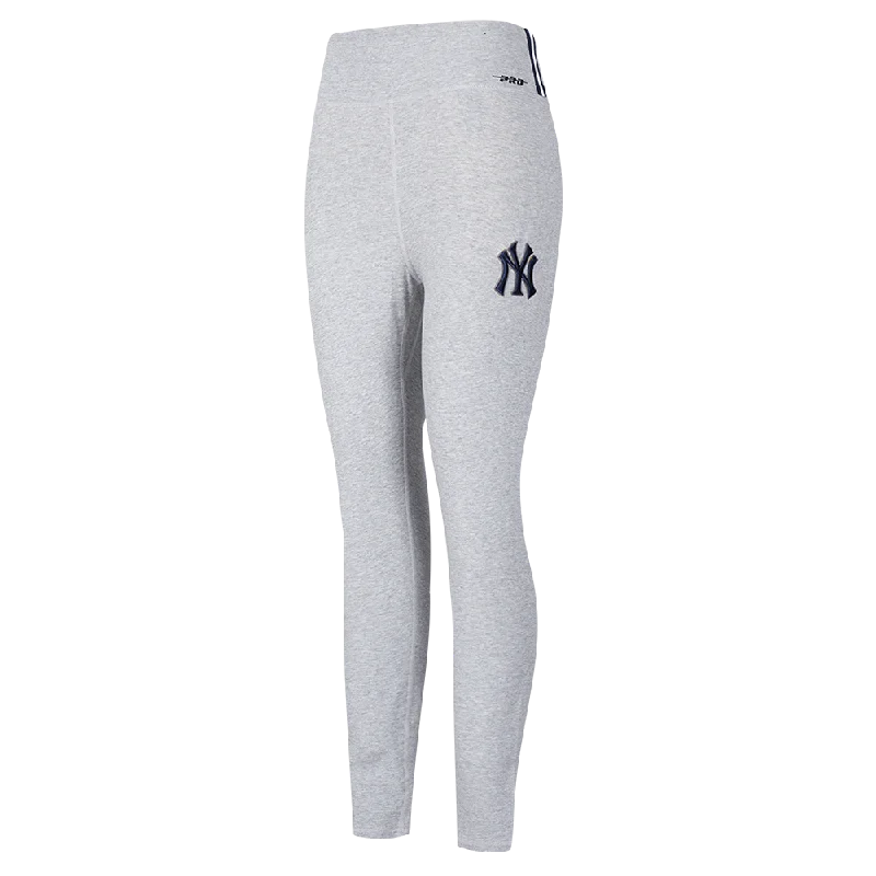 MLB NEW YORK YANKEES SCRIPT TAIL WOMEN'S HW JERSEY LEGGING (HEATHER GREY) Stylish Stretch Print Leggings