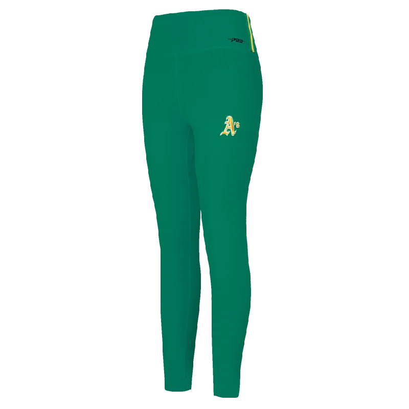 MLB OAKLAND ATHLETICS RETRO CLASSIC WOMEN'S JERSEY LEGGING (KELLY GREEN) Trendy Sports Performance Leggings