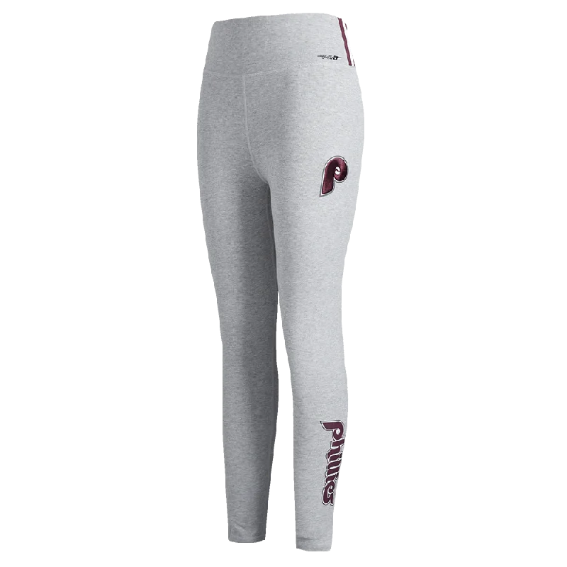 MLB PHILADELPHIA PHILLIES RETRO CLASSIC WOMEN'S JERSEY LEGGING (HEATHER GREY) Trendy Patterned Leggings