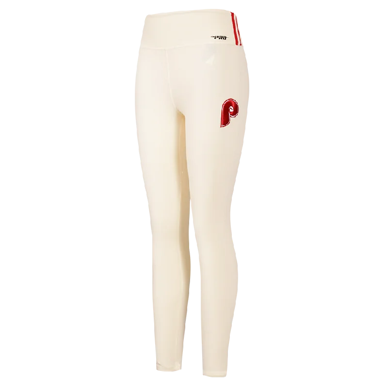 MLB PHILADELPHIA PHILLIES RETRO CLASSIC WOMEN'S JERSEY LEGGING (EGGSHELL) Stylish Ultra Stretch Leggings