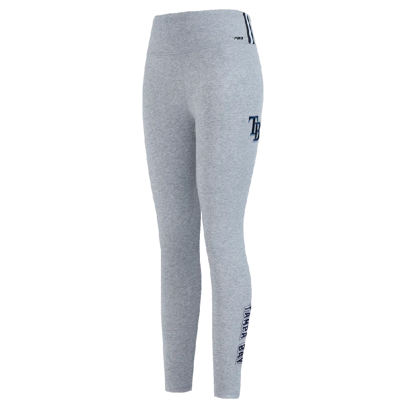 MLB TAMPA BAY RAYS CLASSIC WOMEN'S JERSEY LEGGING (HEATHER GREY) Comfortable Zip-Up Leggings