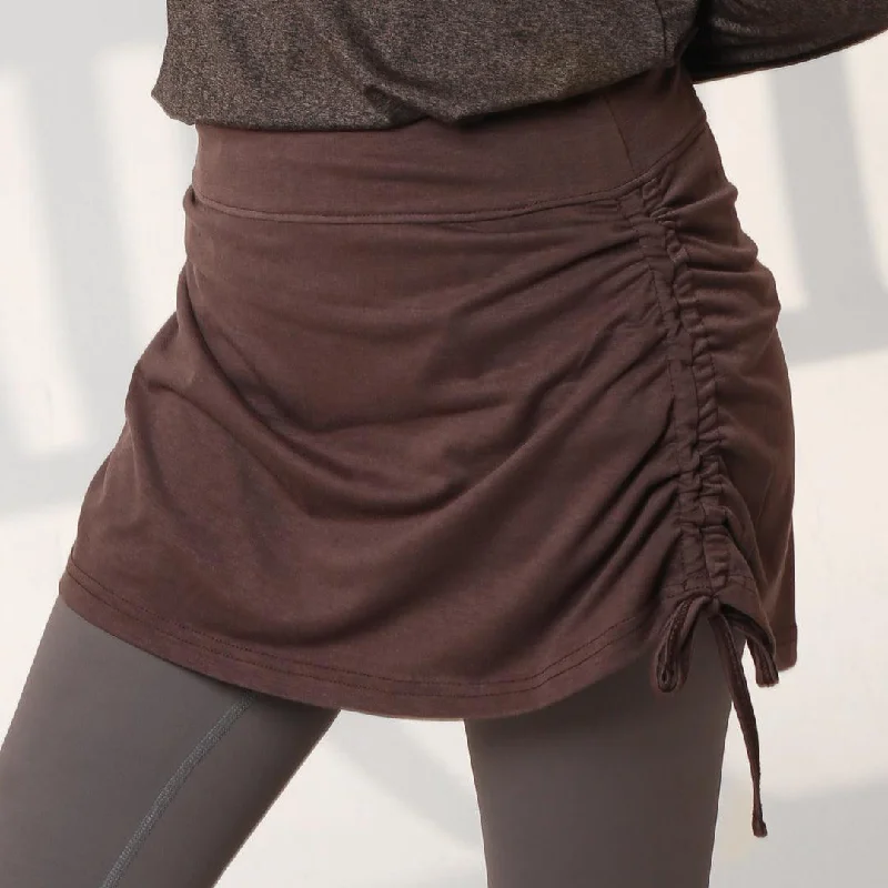 Doe side pleated training skirt - Brown ribbed skirt waist